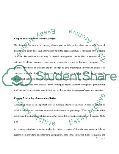Ratio Analysis in Comparison of Company in Industry and with Its Chief Competitors