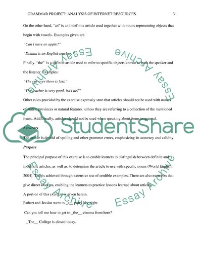 GRAMMAR PROJECT 2- Analysis of Internet Resources