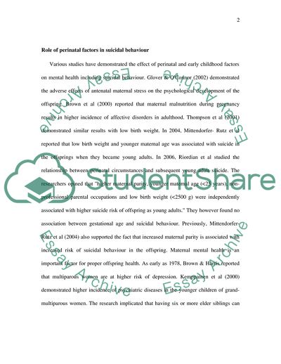 Suicidal Behaviour: Nature, Nurture and Genetic Factors