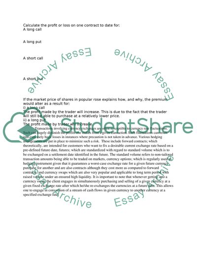 Forward Contract, Futures Contract, Currency Options