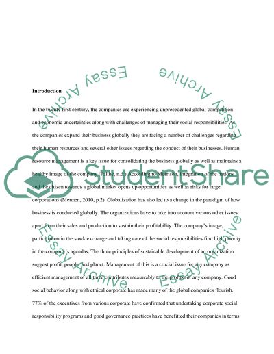 Responsible Management of the Global Businesses