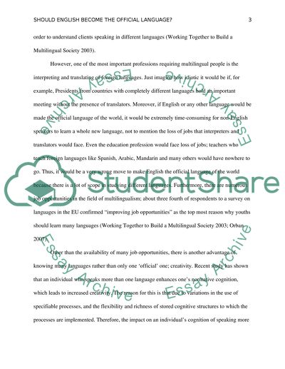 English Essay Topics English Essays Samples also Essay Thesis Examples Should English Become The Official Language Should There Essays For Kids In English