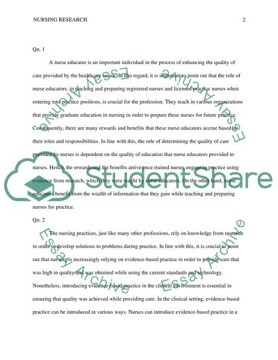 The Process of Enhancing the Quality of Care