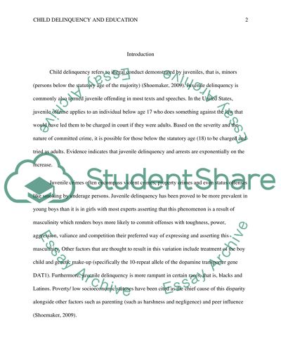 Problem of Juvenile Delinquency and Education