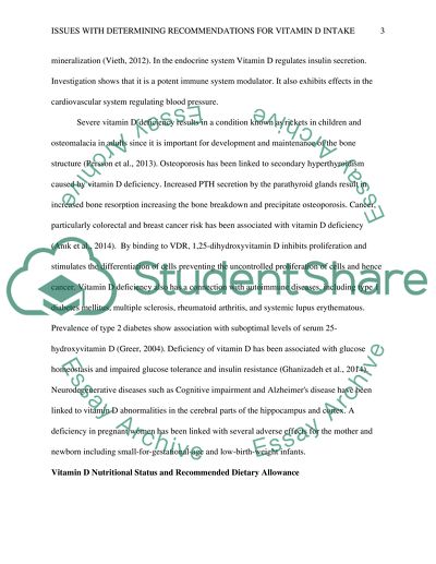 Issues with Determining Recommendations for Vitamin D Intake