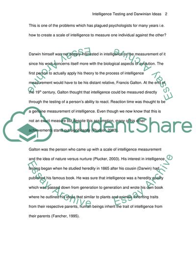 Intelligence Testing and Darwinian Ideas