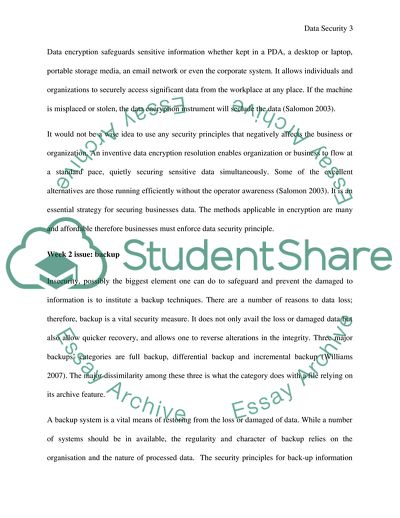 Compilation of Security Data Issues