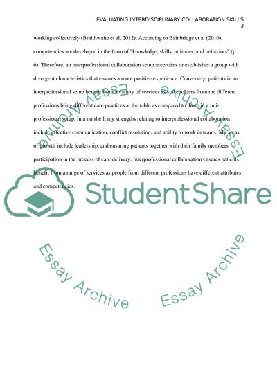 Evaluating Interdisciplinary Collaboration Skills