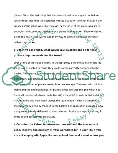 Kaizen Process Improvement Assignment