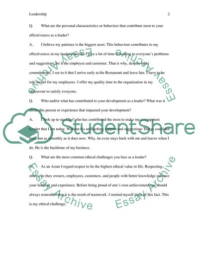 Leadership Interview