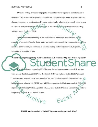 Use of Dynamic Routing Protocols