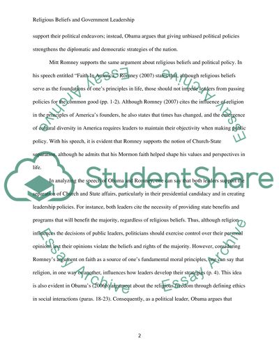 Religious Beliefs and Government Leadership