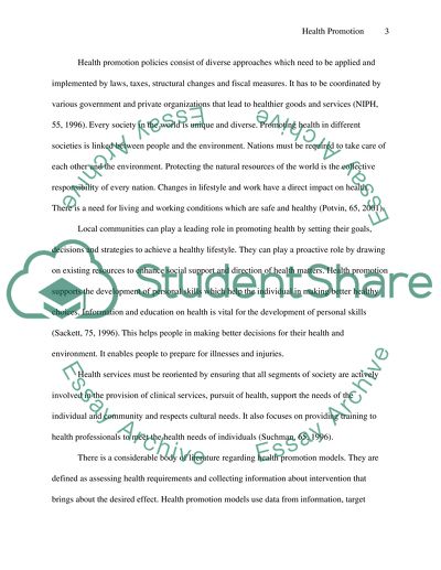 Health Promotion: Public Health and Health Services