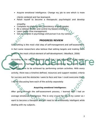 The Step of Self-Management and Self-Assessment