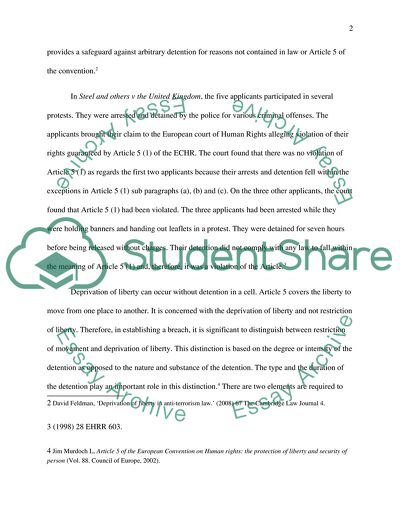 Articles 5 of the European Convention of Human Rights