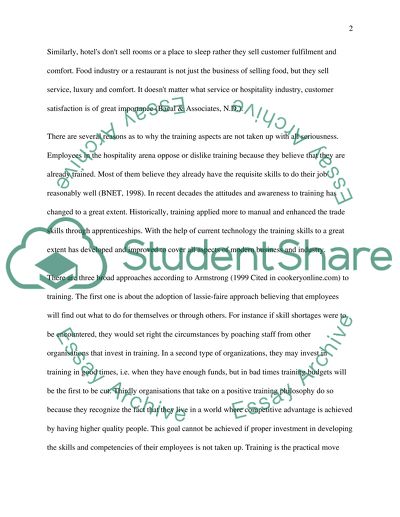 Human Resource Assignment (Hospitality Industry)