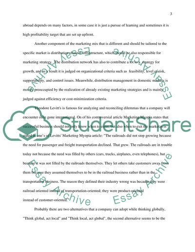 Think Globl ct Locl Discuss th implictions of Thodor Lvitts sttmnt