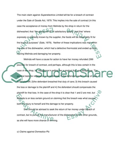 Law of Contract and Tort: The Case of Melinda and the dishwasher
