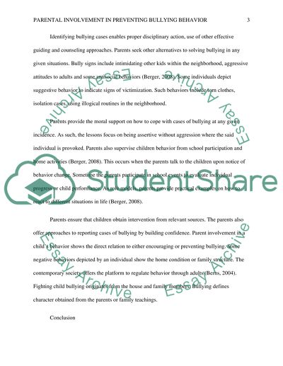 Parental Involvement in Preventing Bullying Behavior