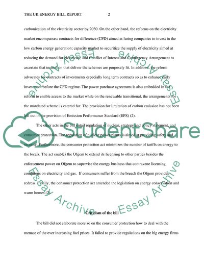 Energy Policy - The UK Energy Bill of 2012/23