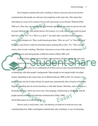 Interpersonal Communication: Code Switching