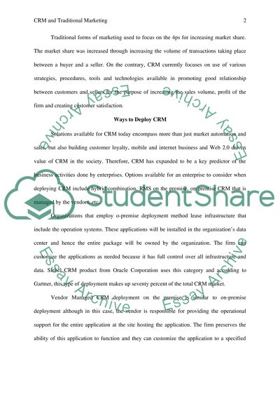 Difference between Traditional Marketing and Customer Relationship Management