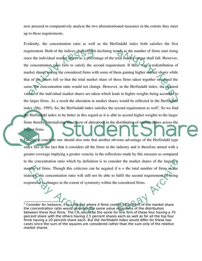 Herfindahl-Type Index as a Measure of Industrial Concentration