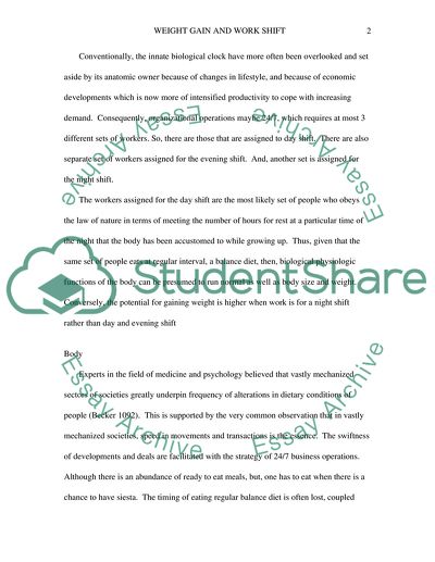 Weight Gain and Work Shift