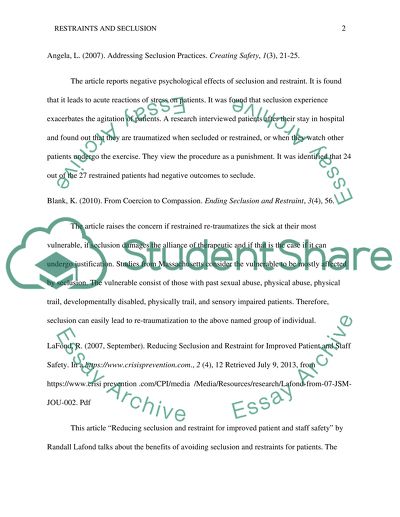 Restraints and seclusion