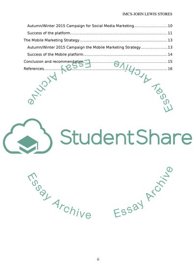 Integrated Marketing Communications strategy for John Lewis Departmental Stores