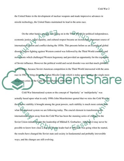 Comparison of the Cold War International System to the Current International System