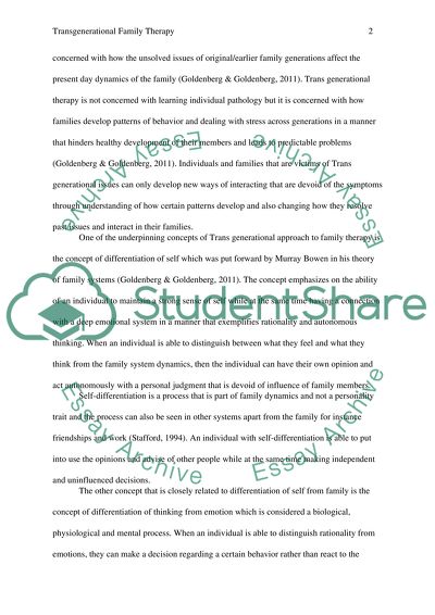 Trans Generational Family Therapy