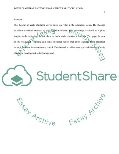 Developmental Factors That Affect Early Childhood