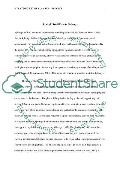 Strategic retail plan for Spinneys