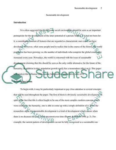 Sustainable Development in the Social Environment