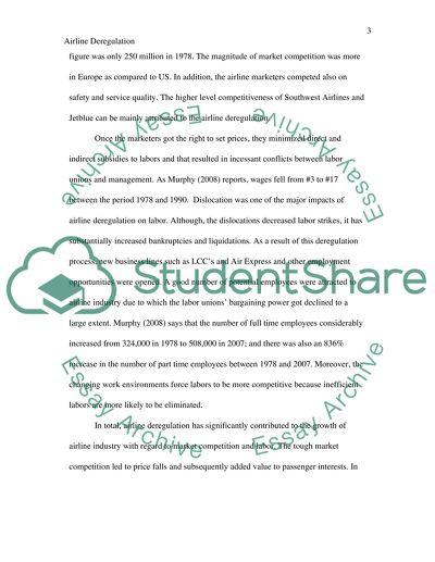 Airline Deregulation as it relates to Competion and Unions