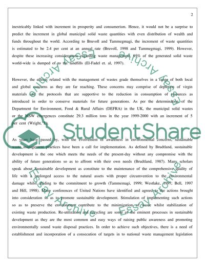 Waste Minimization in UK