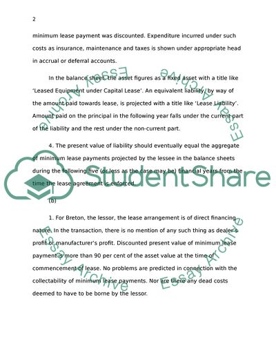 Leasing Arrangement in Accounting