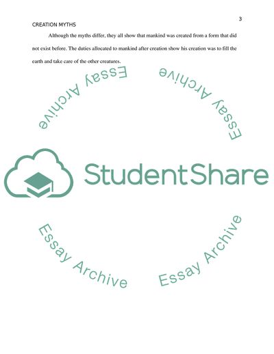 Versions of Creation Myths