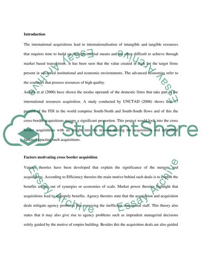 Cross Border Mergers and Acquisitions