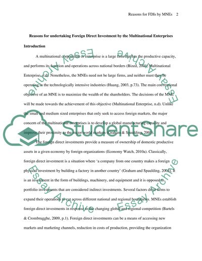 Undertaking Foreign Direct Investment by the Multinational Enterprise