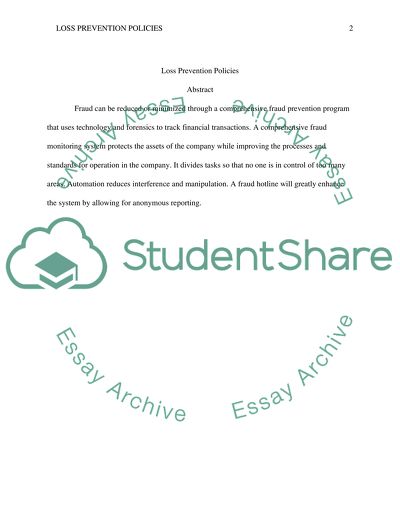 Loss Prevention Policies