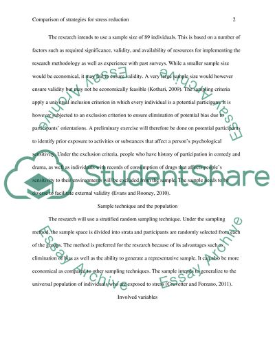 Comparison of Strategies for Stress Reduction