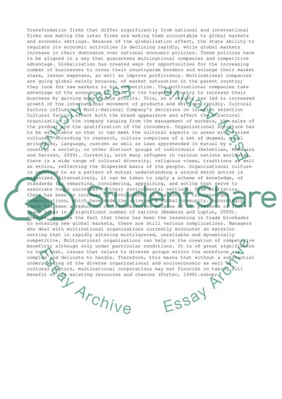 Cultural Factors Influence a Multi-National Companys Decisions on Location Selection