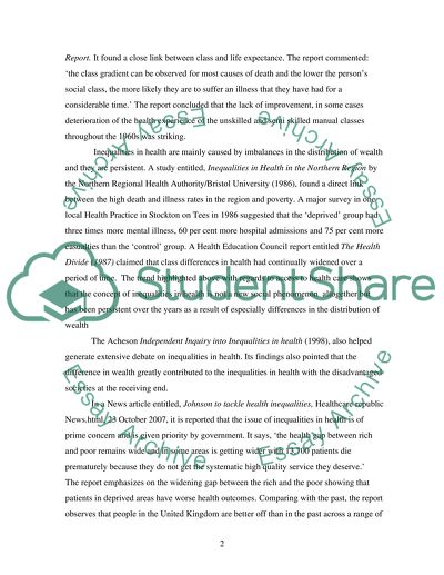 Health Inequalities Persist