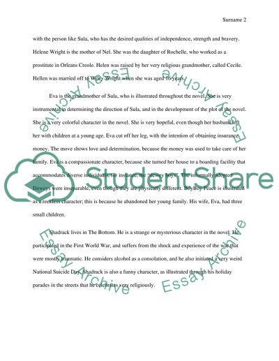 Character Analysis in Sula by Toni Morrison