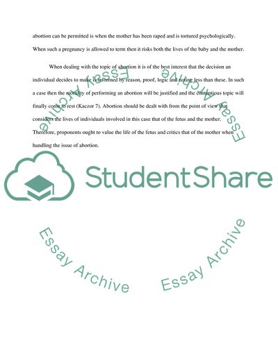 The ethics of abortion