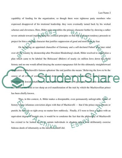 Argumentativ essey on machiavelly