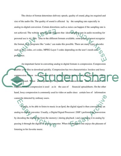 Analog and Digital Formats