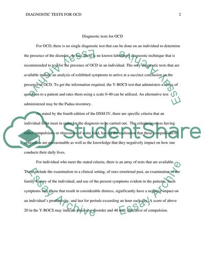 Diagnostic tests for OCD